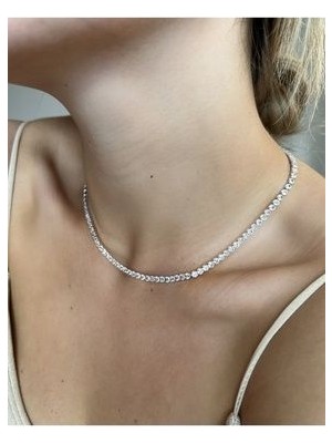 Aslı Jewelry Özel Seri Zirkon Dönmeyen Su Yolu Kolye 3mm