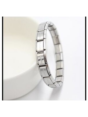 Shesra 18 cm Italian Charm Silver Detailed Nomination Model Stainless Steel Bracelet