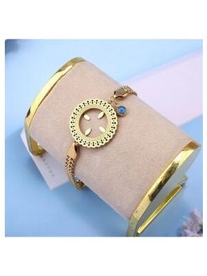 Zeynep Z&d Accessory 316L Gold Çeyrek Takılan Çerçeveli Çelik Bileklik