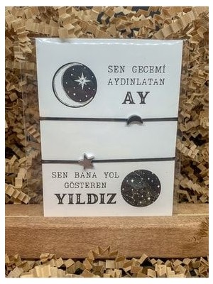 Kaeria Accessory Sevgili Bilekliği Bilekliği Ay Yıldız Doğaltaş Arkadaş Çift Bilekliği