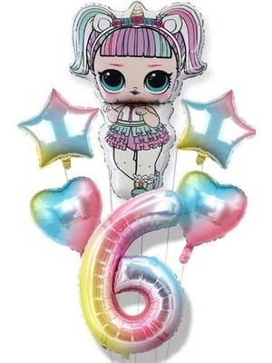 Parti Avm Lisanslı Unicorn Lol Bebek Balon Gökkuşağı Rakam Balon Seti Lol Surprise Renkli Rakam Balon