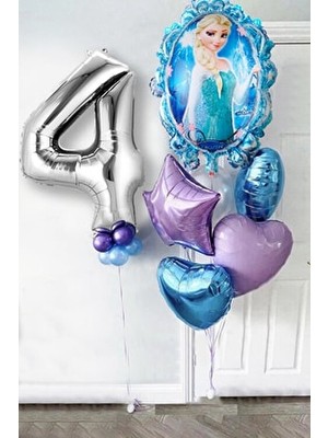 Parti Avm Frozen Elsa Gümüş Rakamlı Balon Seti Karlar Kraliçesi Elsalı Balon Seti 100 cm Rakam Balon