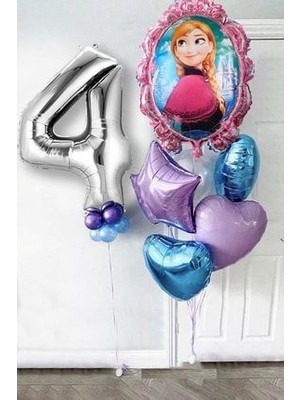 Parti Avm Frozen Elsa Gümüş Rakamlı Balon Seti Karlar Kraliçesi Elsalı Balon Seti 100 cm Rakam Balon