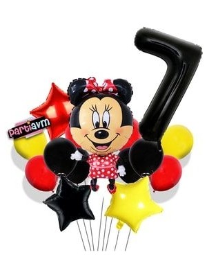 Parti Avm Siyah Rakam Balonlu Mini Fare Balon Set Minnie Mouse Balon Set