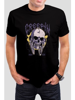 Kuru Kafa Baskılı Siyah Tişört C911