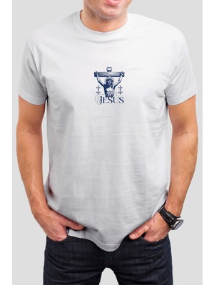 Jesus Baskılı Beyaz Tişört C855