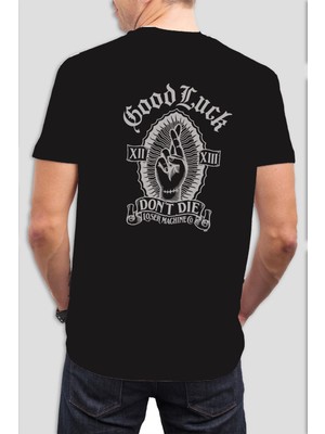 Good Luck Baskılı Siyah Tişört C871