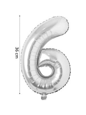 Asöy Gümüş Rakam Folyo Balon 36 cm 16 inç Küçük Boy