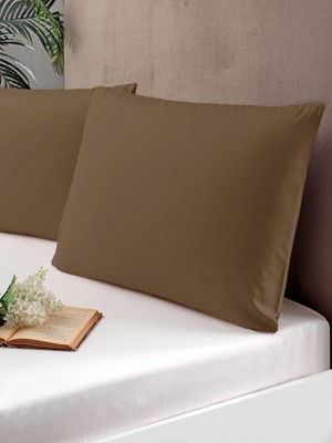 Pierre Cardin 2'Li Pamuk Saten Yastık Kılıfı Kahve