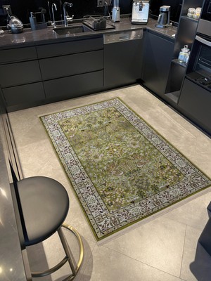 Rugs Modern Yeşil Bej Temalı Geleneksel Motif Etnik Çiçek Desenli Kreatif Vintage Dekoratif Halı 2782