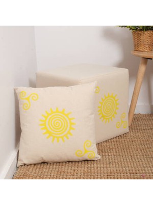 Adore Mobilya Sunny Kırlent-Sarı Baskılı 45x45x10 Cm