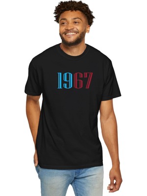 Bordo Mavi 1967 Baskılı Erkek Oversize Tişört