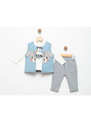 Myhanne Köpek Nakışlı Yelekli Erkek Takım 15522