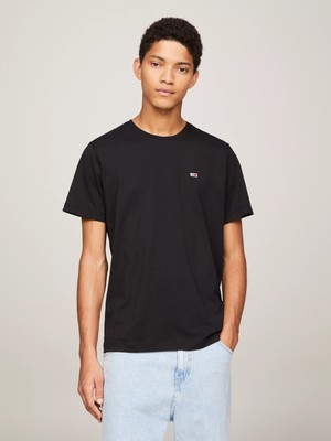 Tommy Hilfiger Erkek Tjm Slim Jersey C Yaka Ekstra T-Shirt - Siyah