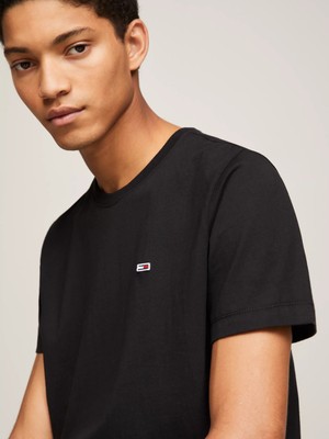 Tommy Hilfiger Erkek Tjm Slim Jersey C Yaka Ekstra T-Shirt - Siyah