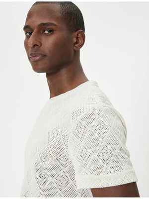 Koton Ajurlu T-Shirt Bisiklet Yaka Kısa Kollu