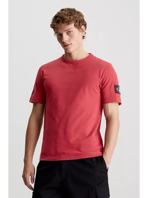 Calvin Klein Erkek Kolda Marka Logolu T-Shirt - Kırmızı