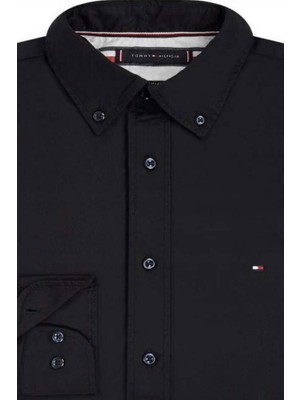 Tommy Hilfiger Erkek Core Flex Poplin Gömlek - Siyah