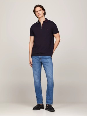 Erkek Rwb Zıp Placket Tıppıng Reg Polo Polo Lacivert T-Shirt