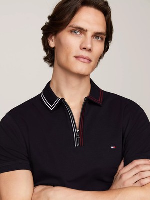 Erkek Rwb Zıp Placket Tıppıng Reg Polo Polo Lacivert T-Shirt