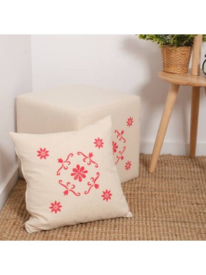 Adore Mobilya Red Kırlent-Kırmızı Baskılı 45x45x10 Cm