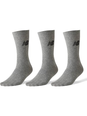 New Balance SOA03 Gri Unisex Çorap Yüksek Konfor ve Dayanıklılık 3'lü Paket Pamuklu