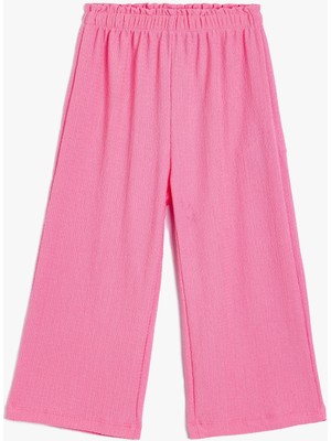 Koton Kız Çocuk Bol Paça Pantolon Beli Lastikli Pembe Klasik Rahat Kesim