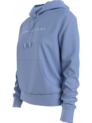 Tommy Hilfiger Kadın Tjw Reg Lineer Kapüşonlu Sweatshirt - Mavi