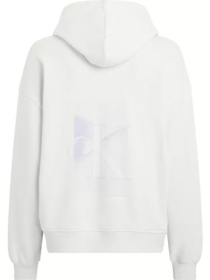 Calvin Klein Kadın Dıffused Ck Zıp-Through Sweatshirt-Beyaz