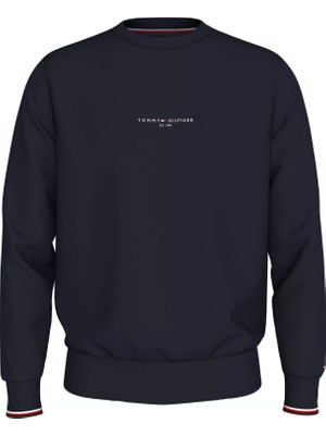 Tommy Hilfiger Erkek Tommy Logo Tıpped Crewneck Sweatshirt-Lacivert