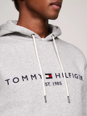 Tommy Hilfiger Erkek Core Tommy Logo Sweatshirt-Gri