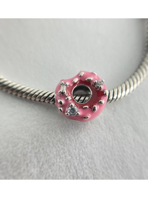 Zeyyn Sılver 925 Ayar Ithal Gümüş Taşlı Pembe Donut Charm