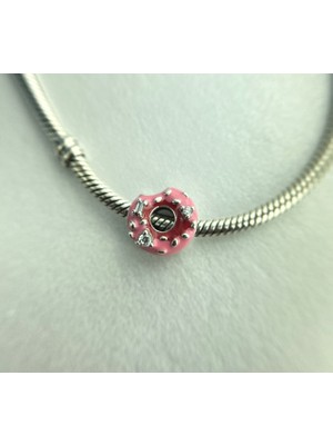 Zeyyn Sılver 925 Ayar Ithal Gümüş Taşlı Pembe Donut Charm