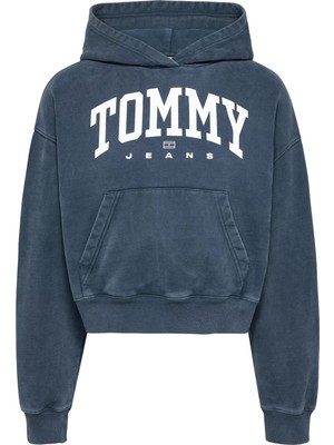 Tommy Hilfiger Kadın Tjw Vtg Varsity 1 Hoodie Sweatshirt - Mavi