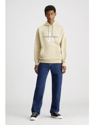 Calvin Klein Erkek Seasonal Monologo Regular Sweatshirt-Bej