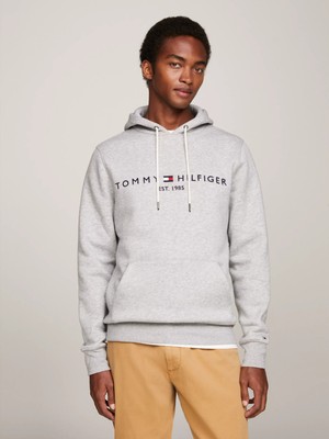 Tommy Hilfiger Erkek Core Tommy Logo Sweatshirt-Gri