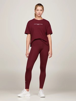 Tommy Hilfiger Kadın Ess Mini Corp Rahat Kesim T-Shirt - Bordo