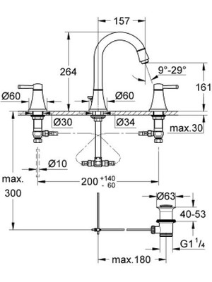 Grohe Grandera 3 Delikli Lavabo Bataryası L-Boyut - 20619000