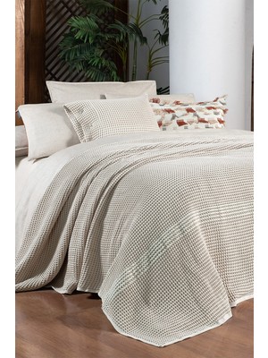 Sarev Polendia Bej Tek Kişilik  Pamuk Yatak Örtüsü 160x200 Cm