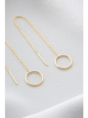 Silvano Jewelry 925 Ayar Gümüş Zincirli Halka Küpe
