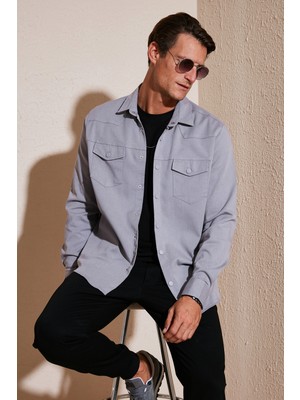 Buratti Pamuklu Regular Fit Çift Cepli Gömlek Erkek Gömlek CF24W116927