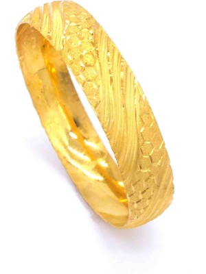 Bz Burgu Zincir Bz 22 Ayar Altın Kaplama 15 mm Desenli Bilezik BLZ-1302