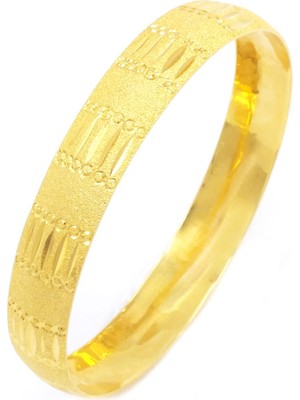 Bz Burgu Zincir Bz 22 Ayar Altın Kaplama 1 cm Çizgili Noktalı Bilezik BLZ-3075