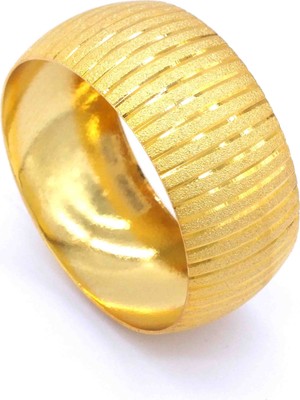 Bz Burgu Zincir Bz 22 Ayar Altın Kaplama Mega Simli Çizgili Bilezik 3 cm BLZ-1114