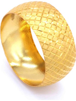 Bz Burgu Zincir Bz 22 Ayar Altın Kaplama Baklava Desenli Mega Bilezik 3 cm BLZ-1139