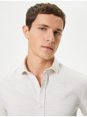 Koton Slim Fit Gömlek Klasik Yaka Uzun Kollu Düğmeli Pamuklu