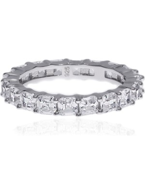 Celikchi Kadın Kare Taş Tam Tur Gümüş Yüzük