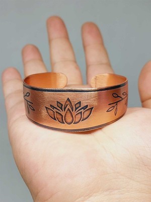 Yaşam Tohumu Lotus Sembollü Bakır Bileklik (52640)
