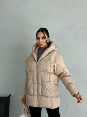 Moda Armanc Puffer Yarasa Şişme Oversize Kadın Mont