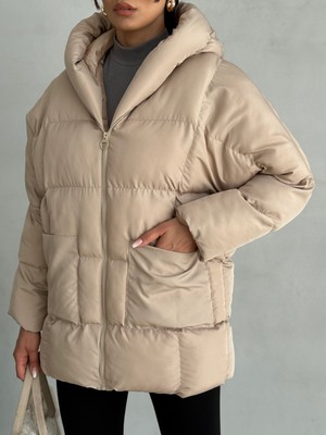 Moda Armanc Puffer Yarasa Şişme Oversize Kadın Mont